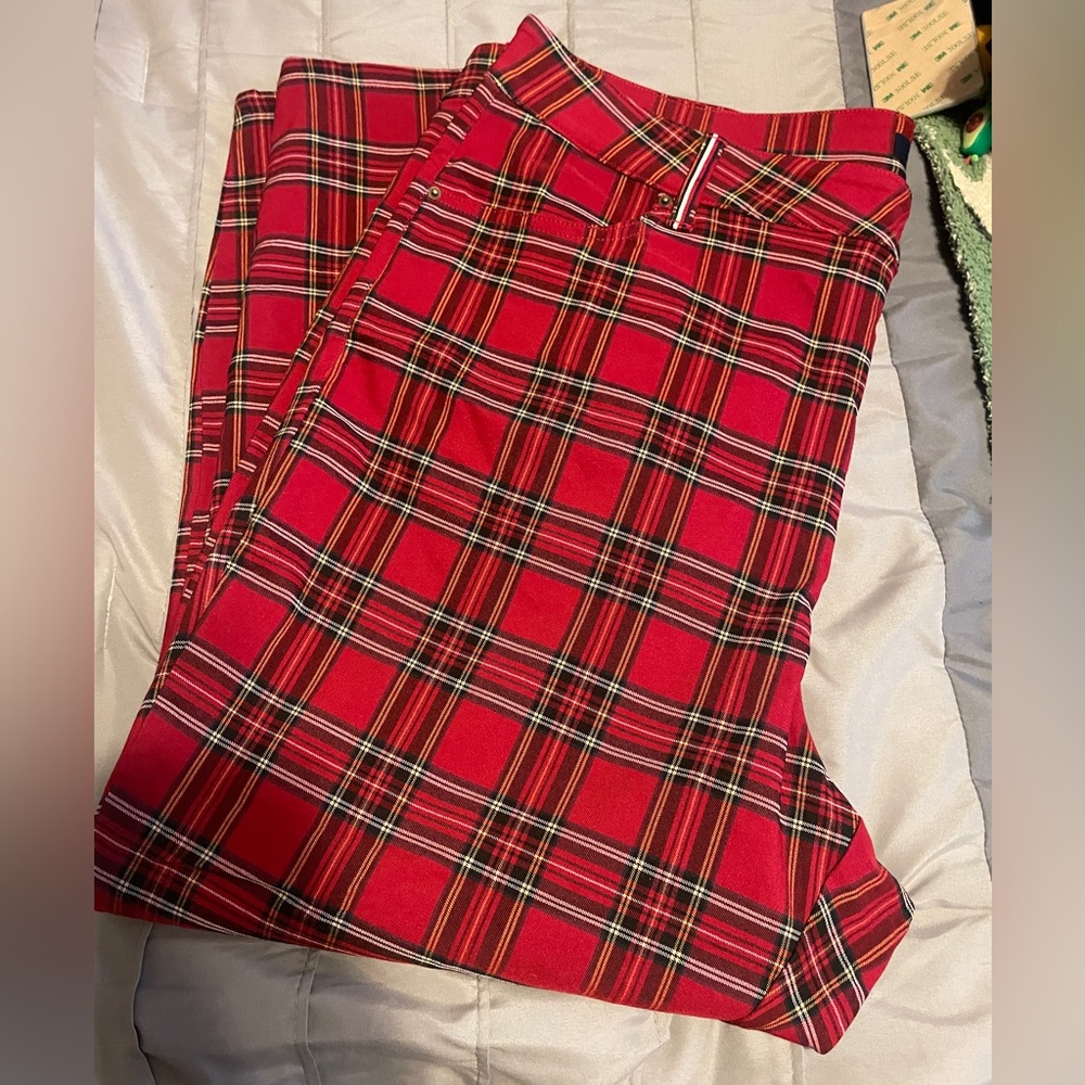 NWT Tommy Hilfiger The Flex Red Plaid Pants 24W‎ - Picture 5 of 9